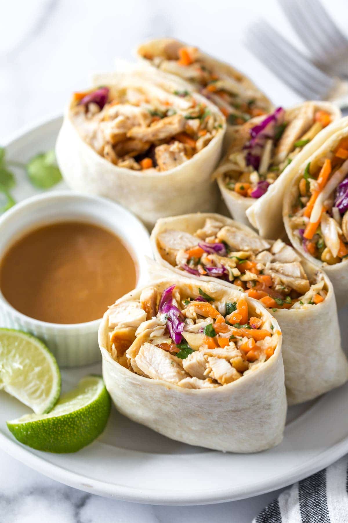 Peanut sesme chicken wrap