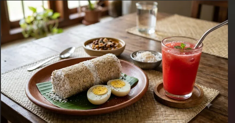 1 Oats Puttu+ Boiled Egg (2) + Watermelon Fresh Juice