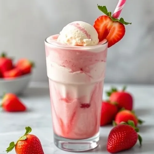 Strawberry Ice Cream Shake with Scoop